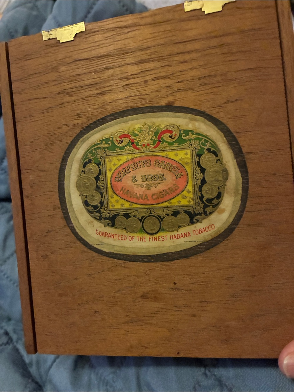 Vintage Havana Cigar Wood Box - Brown Decorative Accent